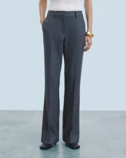 FROM FUTURE Pantalon Large Tailoring RayuresGris Sale