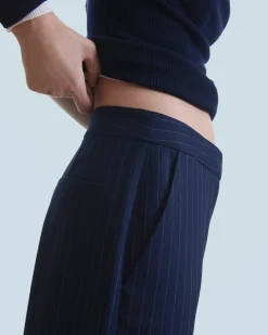 FROM FUTURE Pantalon Large Tailoring RayuresNavy Flash Sale