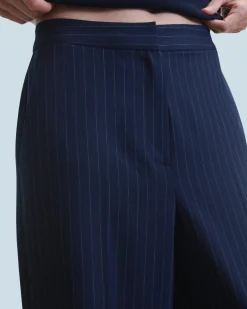 FROM FUTURE Pantalon Large Tailoring RayuresNavy Flash Sale