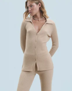 FROM FUTURE Pull Cardigan Beige Clearance