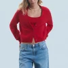 FROM FUTURE Pull Cardigan HotRed Fashion