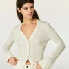FROM FUTURE Pull Cardigan Ecru Hot