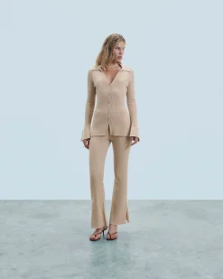 FROM FUTURE Pull Cardigan Beige Clearance
