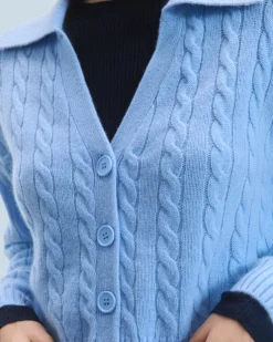 FROM FUTURE Pull Cardigan à Cotes FairyBlue Cheap