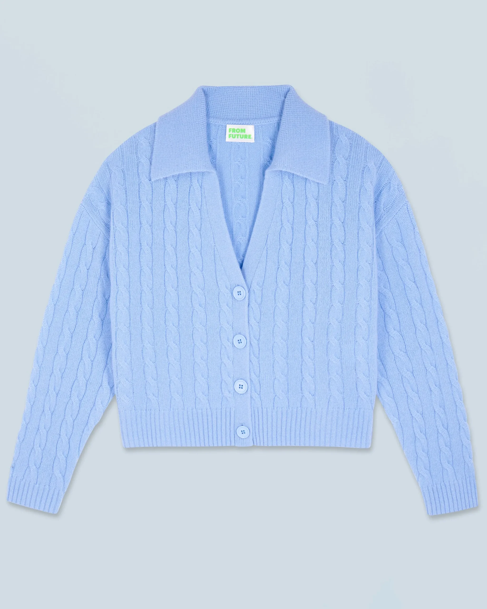 FROM FUTURE Pull Cardigan à Cotes FairyBlue Cheap