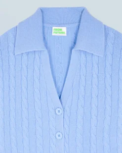 FROM FUTURE Pull Cardigan à Cotes FairyBlue Cheap