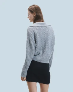 FROM FUTURE Pull Cardigan à Cotes GrisChinéFoncé Discount