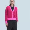 FROM FUTURE Pull Cardigan Bicolore Léger RaspberryPink Hot