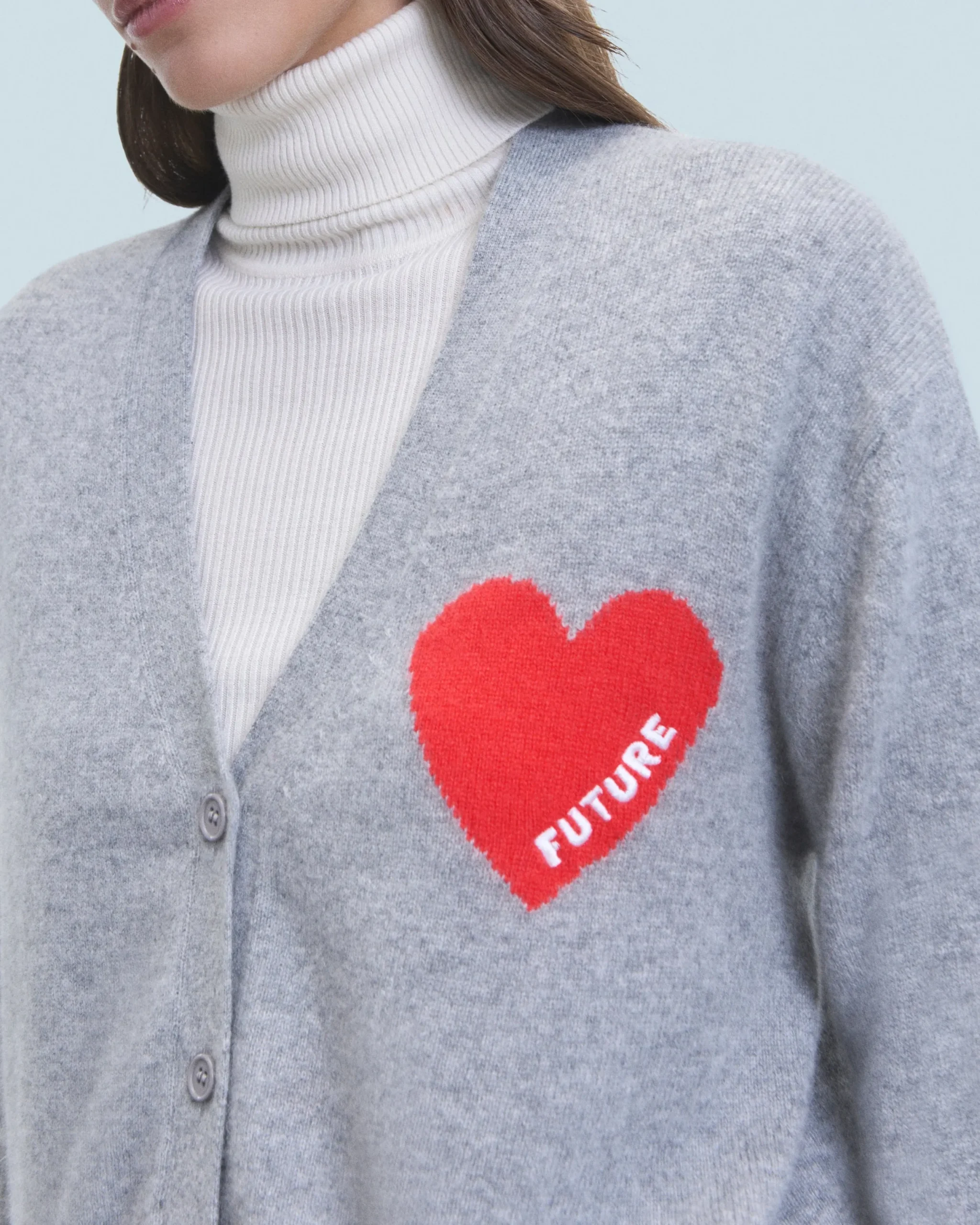 FROM FUTURE Pull Cardigan Coeur Léger GrisChinéFoncé Online