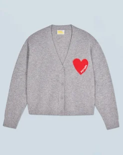 FROM FUTURE Pull Cardigan Coeur Léger GrisChinéFoncé Online