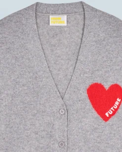 FROM FUTURE Pull Cardigan Coeur Léger GrisChinéFoncé Online