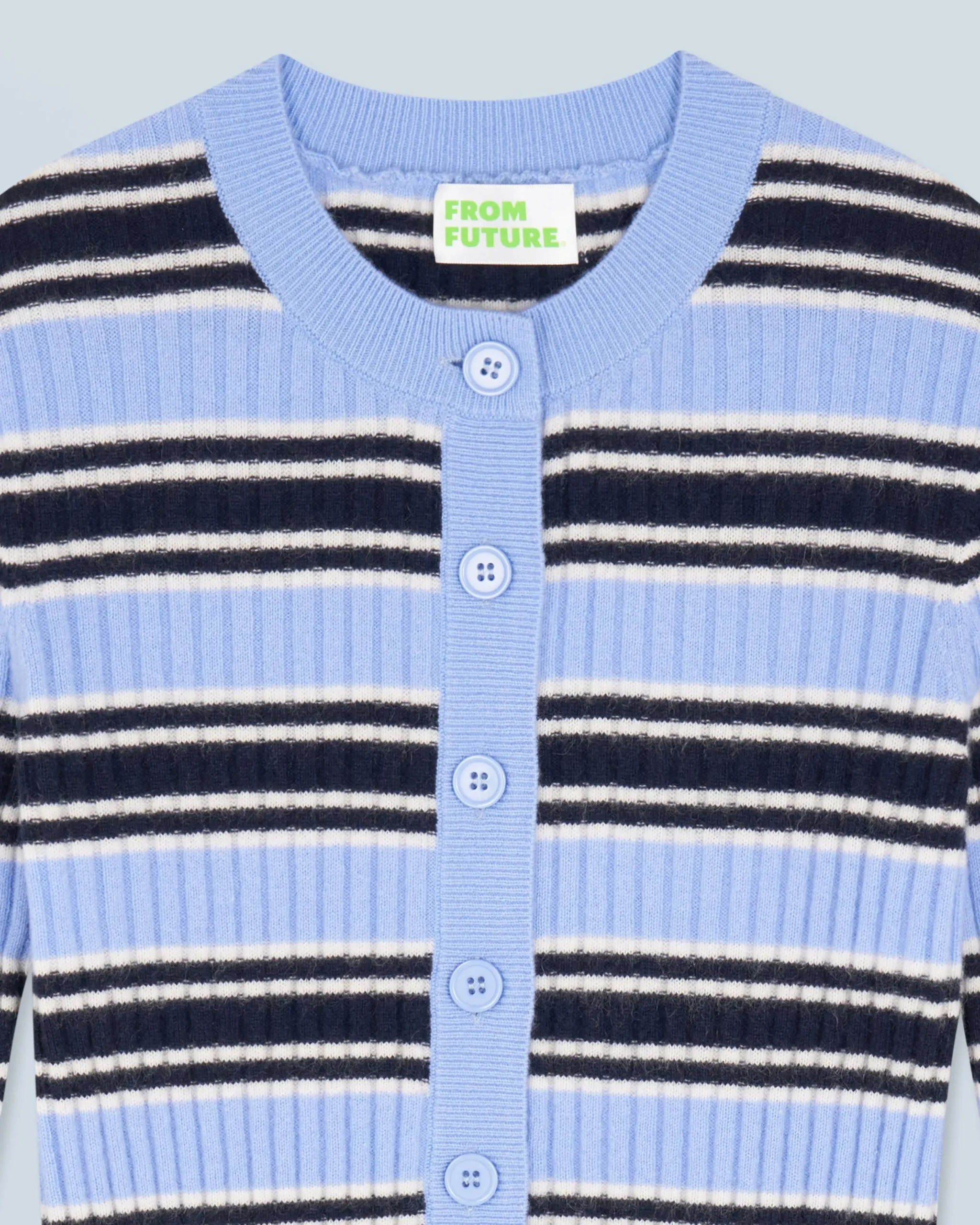 FROM FUTURE Pull Cardigan Rayé FairyBlue Best
