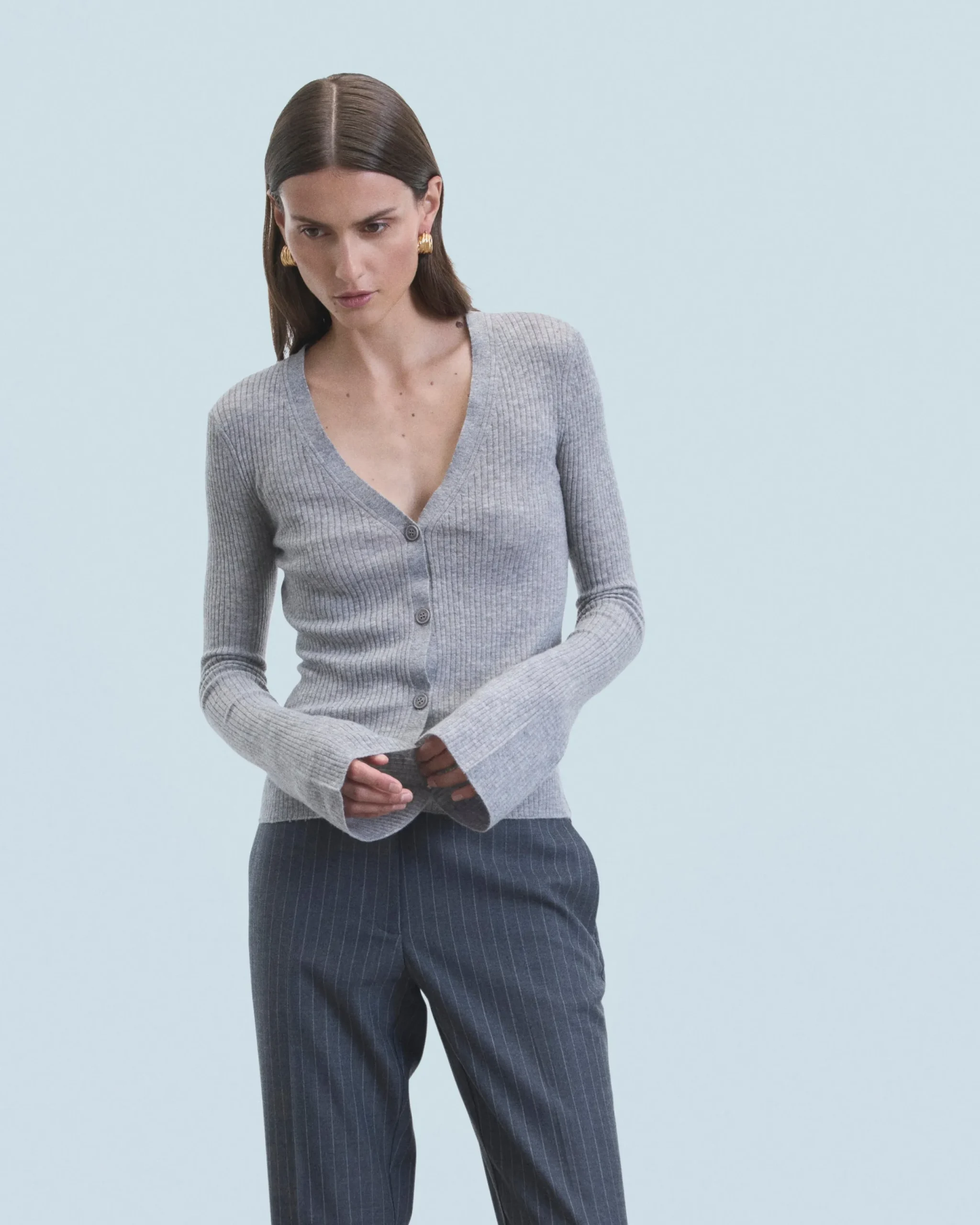 FROM FUTURE Pull Cardigan Seconde Peau GrisChinéFoncé Store