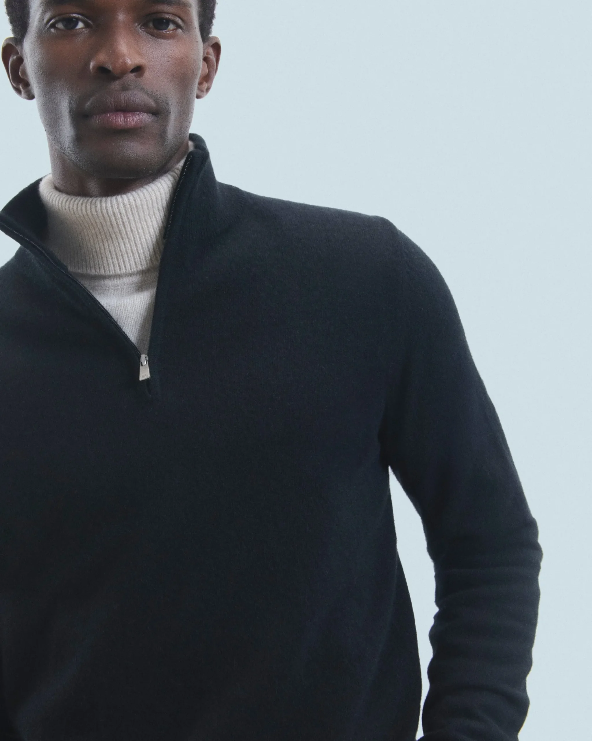 FROM FUTURE Pull Col Camionneur Basique Noir Cheap