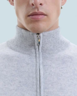 FROM FUTURE Pull Col Camionneur Basique GrisChinéClair Fashion