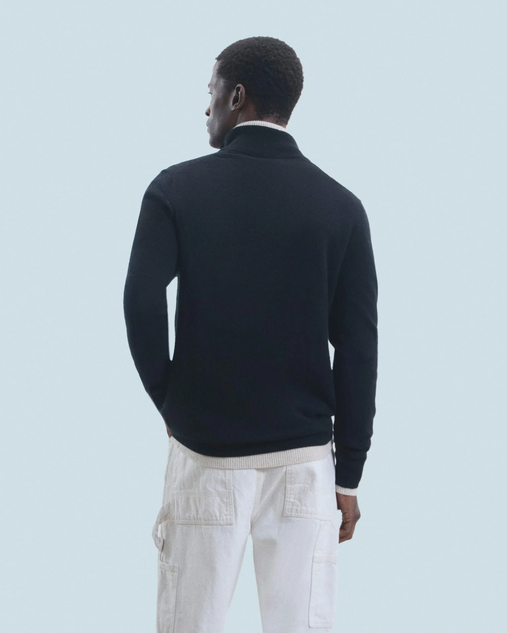 FROM FUTURE Pull Col Camionneur Basique Noir Cheap