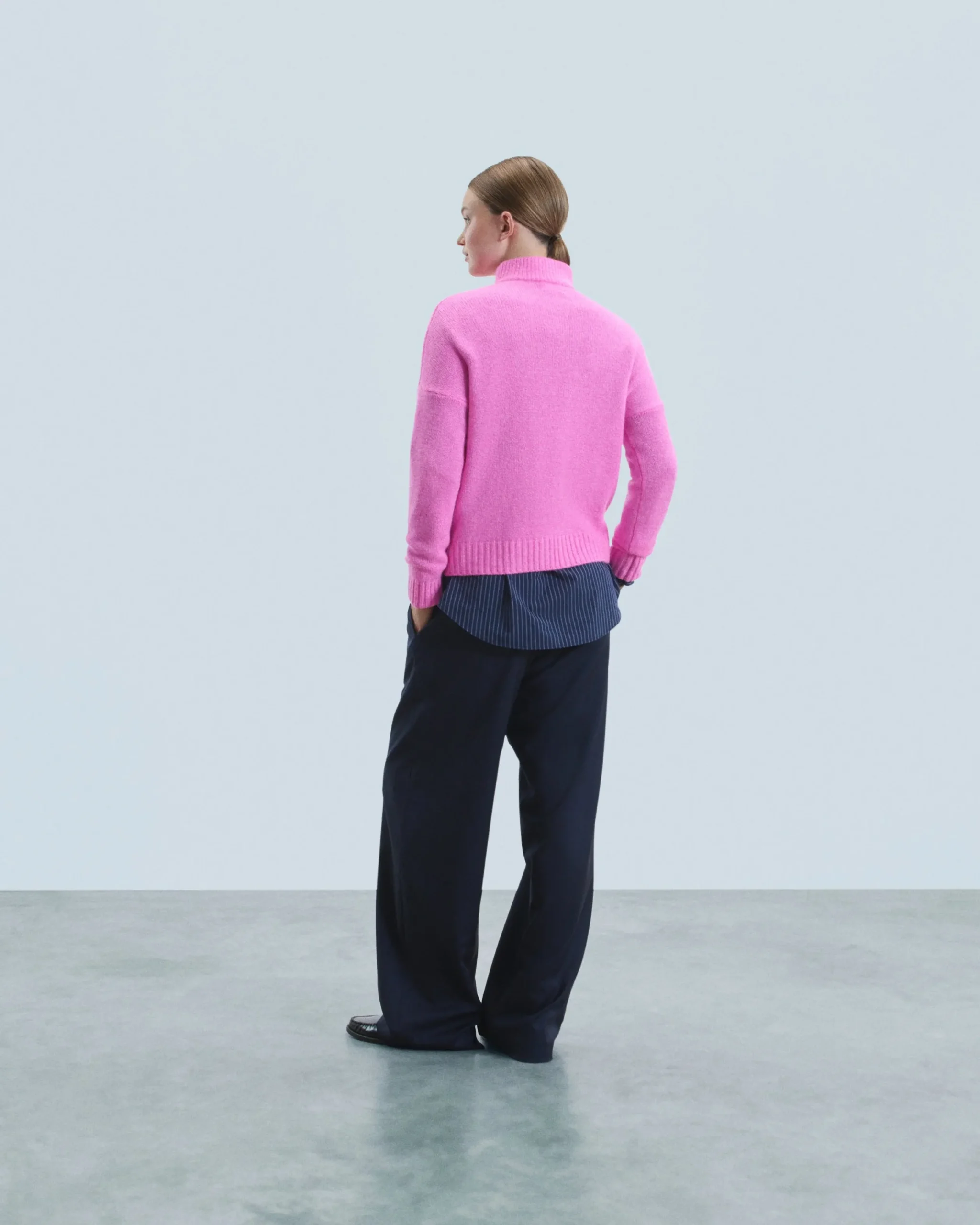 FROM FUTURE Pull Col Camionneur Epais PinkMouliné Online