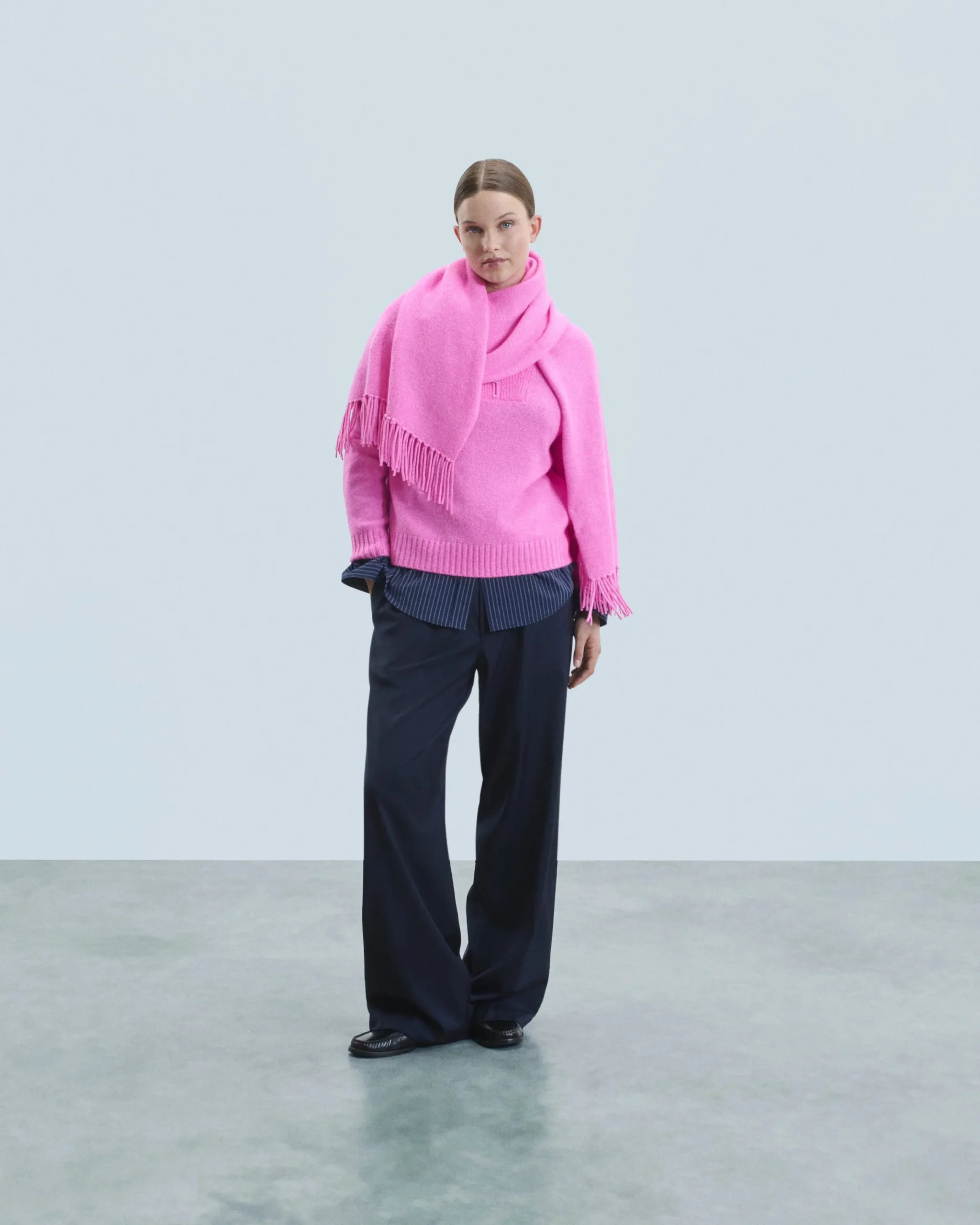 FROM FUTURE Pull Col Camionneur Epais PinkMouliné Online