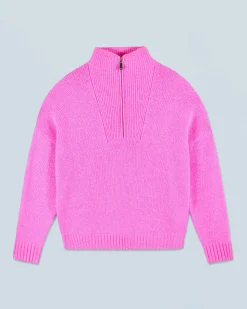 FROM FUTURE Pull Col Camionneur Epais PinkMouliné Online