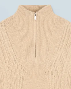 FROM FUTURE Pull Col Camionneur Torsades Beige Discount
