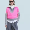 FROM FUTURE Pull Col Camionneur Tricolore DreamyPink Best