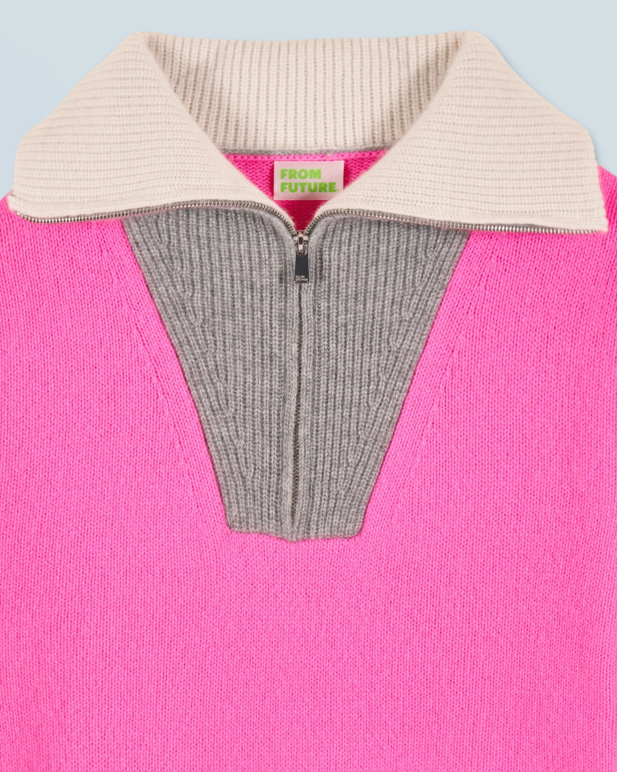 FROM FUTURE Pull Col Camionneur Tricolore DreamyPink Best