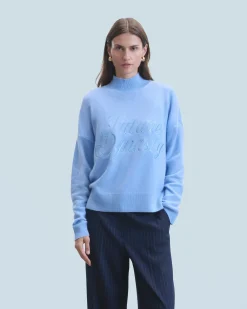 FROM FUTURE Pull Col Montant FairyBlue Fashion