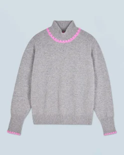 FROM FUTURE Pull Col Montant GrisChinéFoncé Cheap
