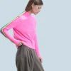 FROM FUTURE Pull Col Montant Bandes Manches Multicolores Léger DreamyPink Discount
