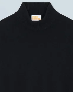 FROM FUTURE Pull Col Montant Basique Léger Noir Clearance