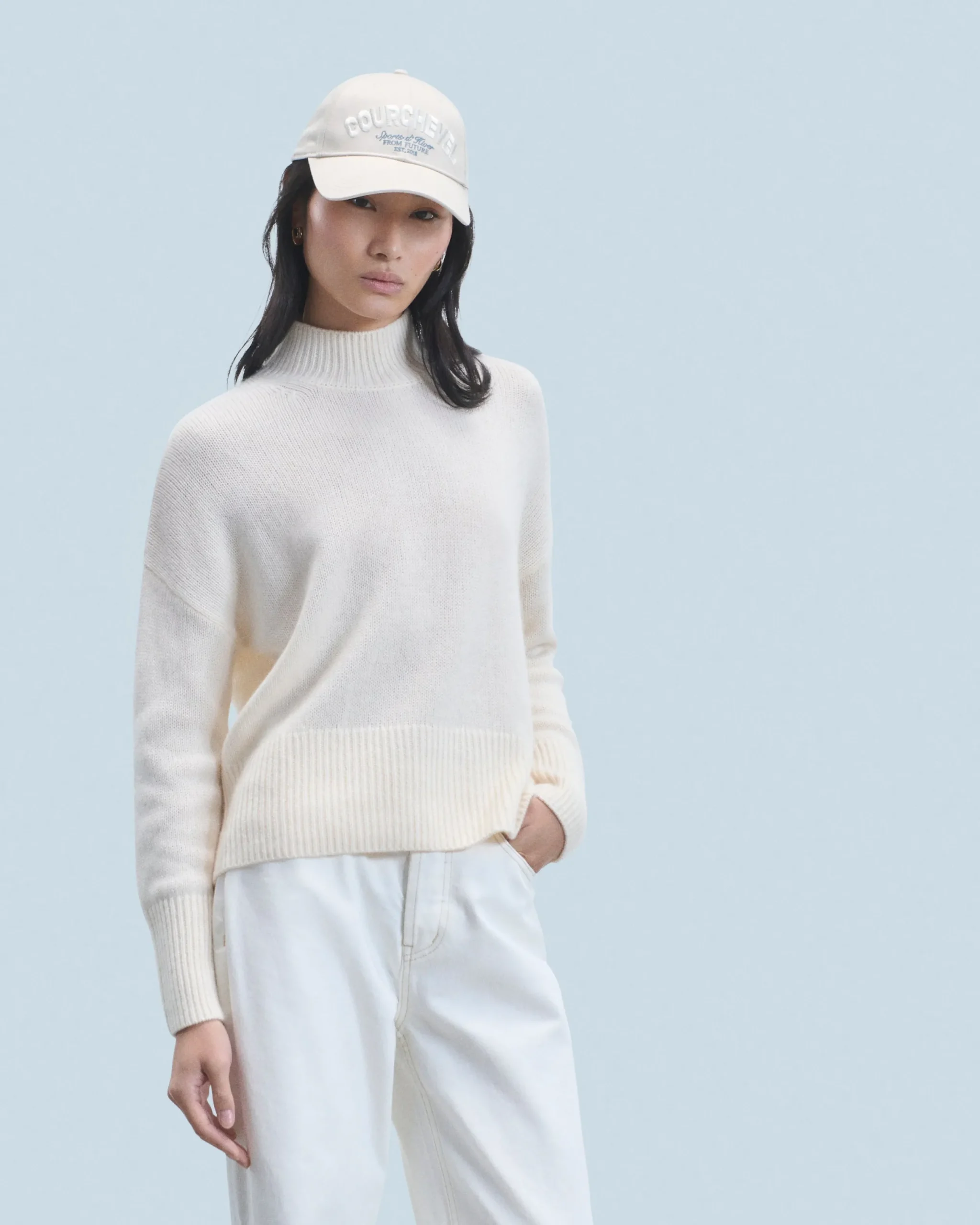 FROM FUTURE Pull Col Montant Oversize Ecru Best Sale