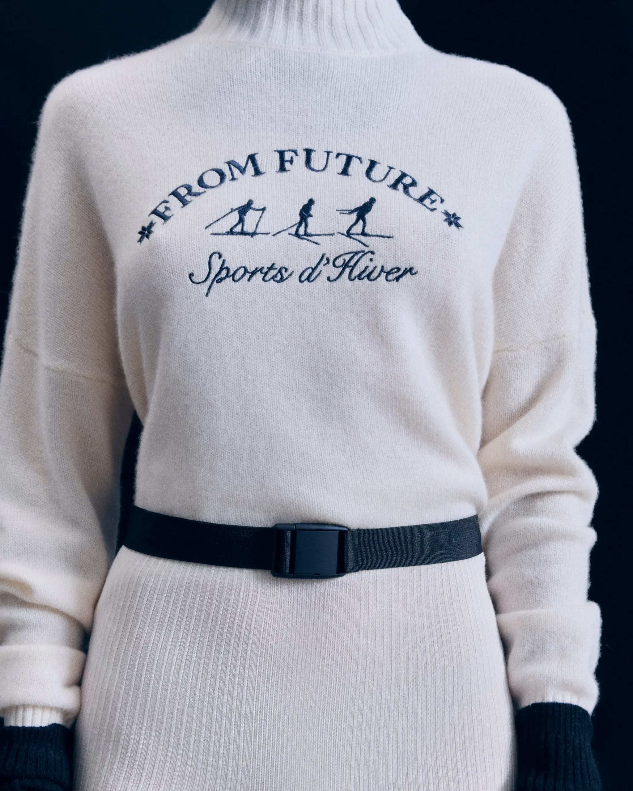 FROM FUTURE Pull Col Montant Sport D'hiver Ecru Sale