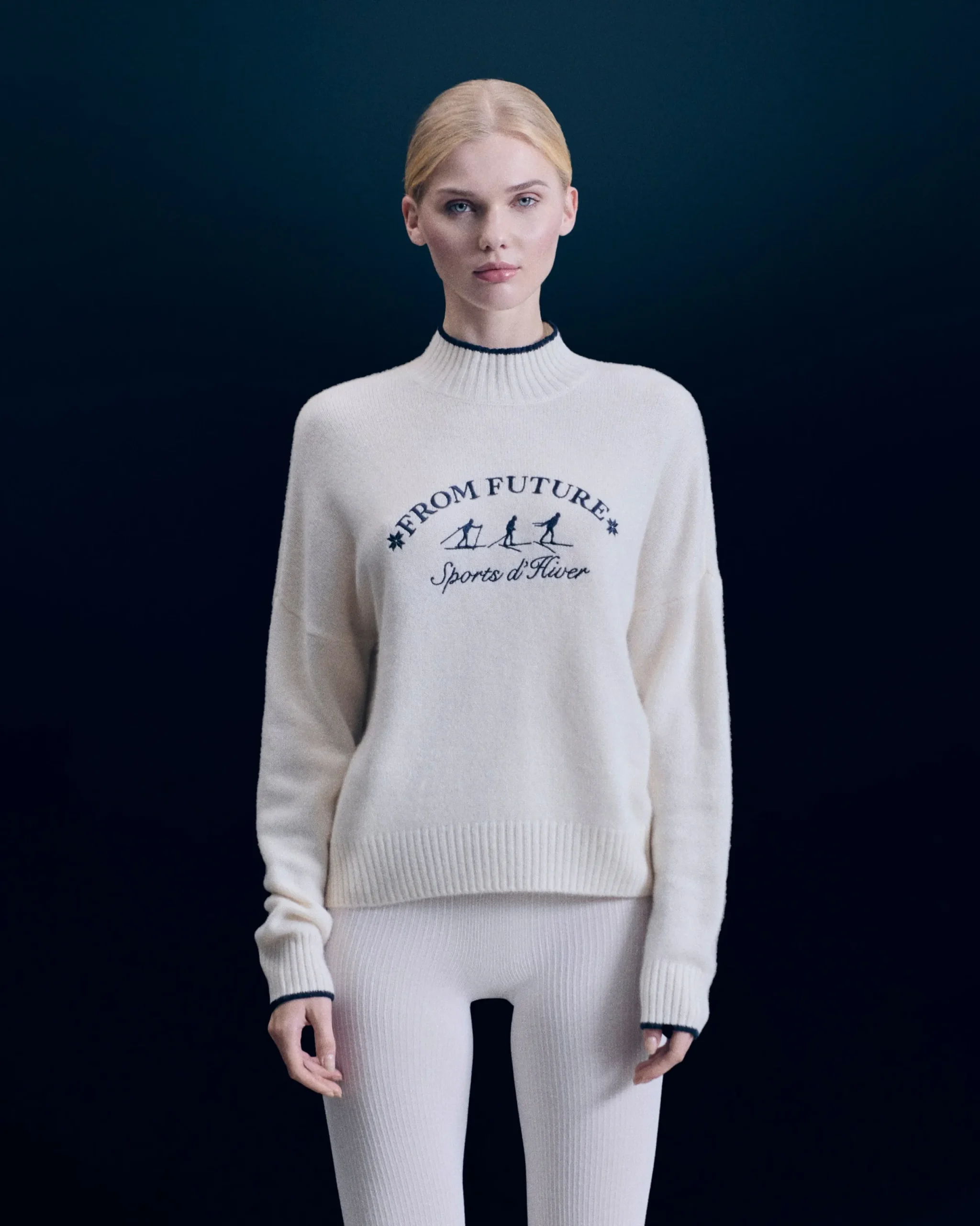 FROM FUTURE Pull Col Montant Sport D'hiver Ecru Sale