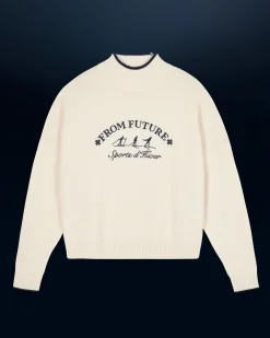 FROM FUTURE Pull Col Montant Sport D'hiver Ecru Sale