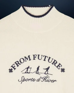 FROM FUTURE Pull Col Montant Sport D'hiver Ecru Sale