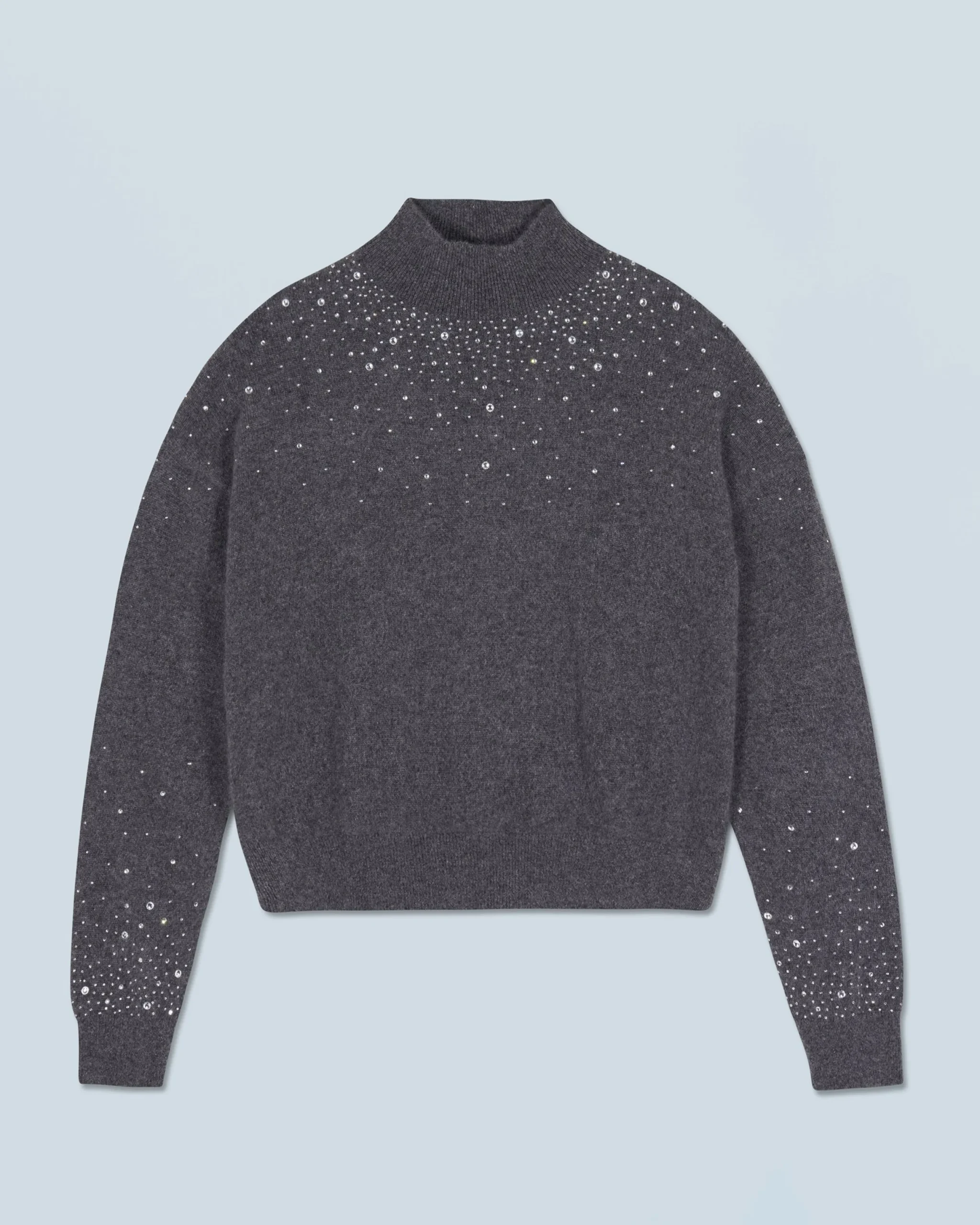 FROM FUTURE Pull Col Montant Strass Léger Anthracite Cheap