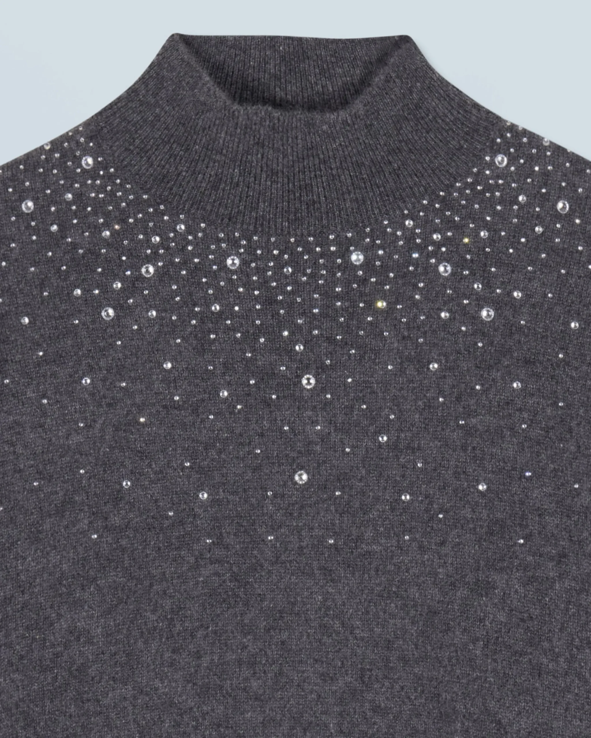FROM FUTURE Pull Col Montant Strass Léger Anthracite Cheap