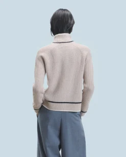 FROM FUTURE Pull Col Montant Tricolore Maille Perlée IcedSand Cheap