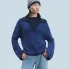 FROM FUTURE Pull Col Polo DarkBlueMouliné New
