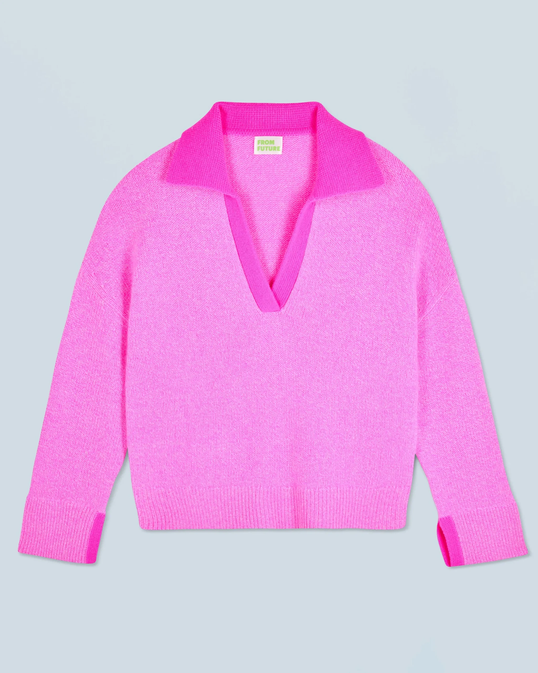 FROM FUTURE Pull Col Polo PinkMouliné Fashion