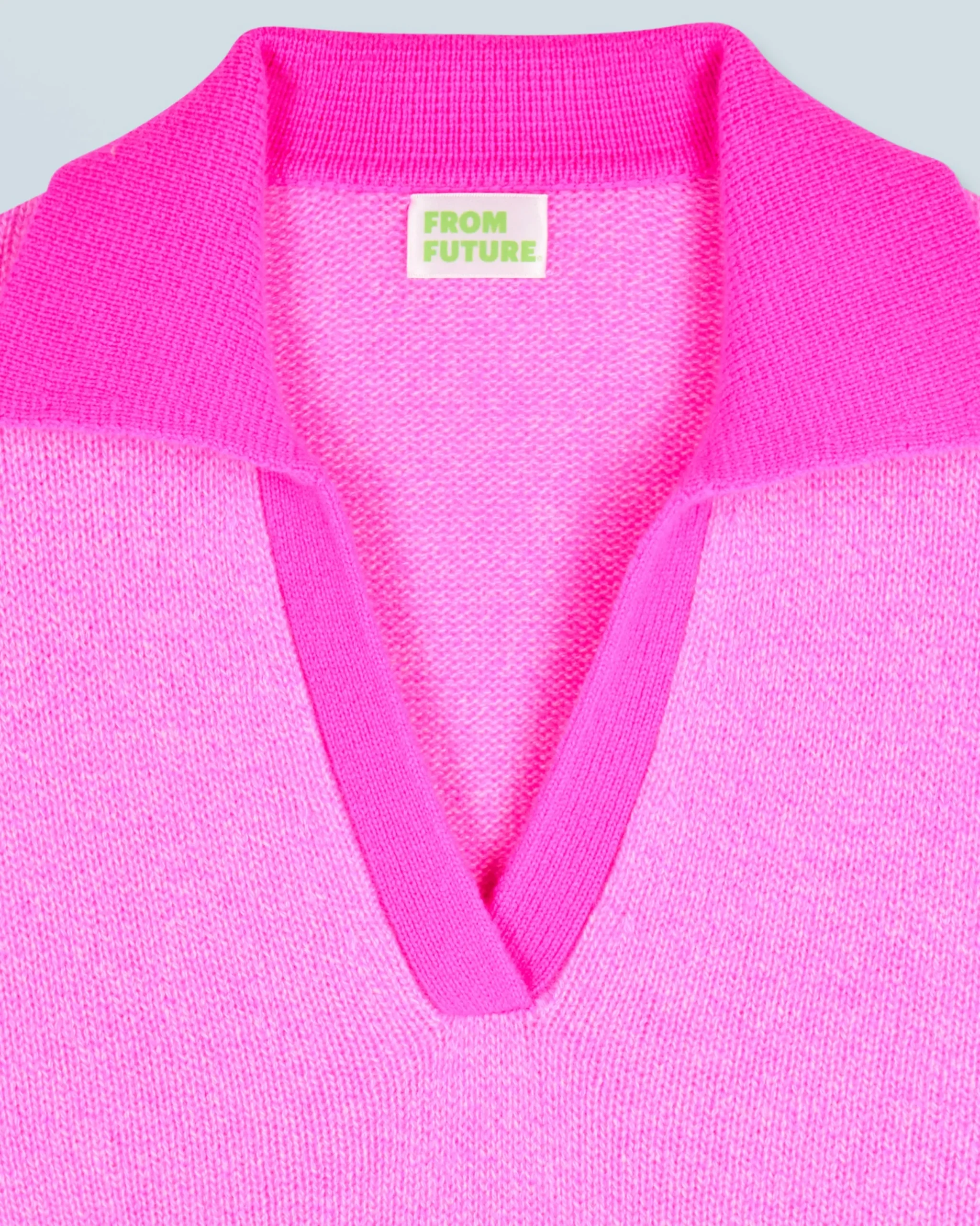 FROM FUTURE Pull Col Polo PinkMouliné Fashion