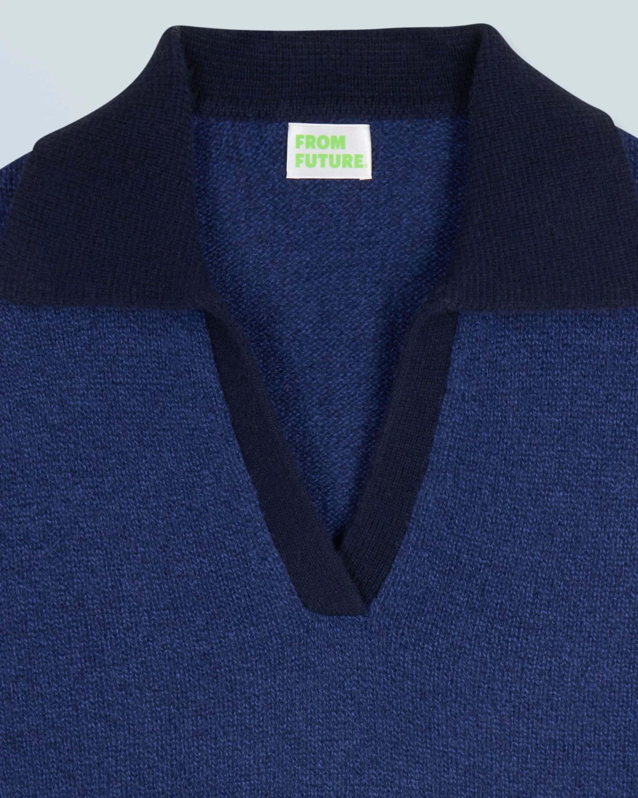 FROM FUTURE Pull Col Polo DarkBlueMouliné New