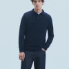 FROM FUTURE Pull Col Polo Basique Navy Best