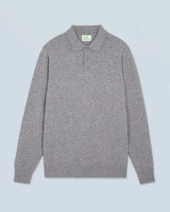 FROM FUTURE Pull Col Polo Basique GrisChinéFoncé Sale