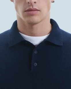 FROM FUTURE Pull Col Polo Basique Navy Best