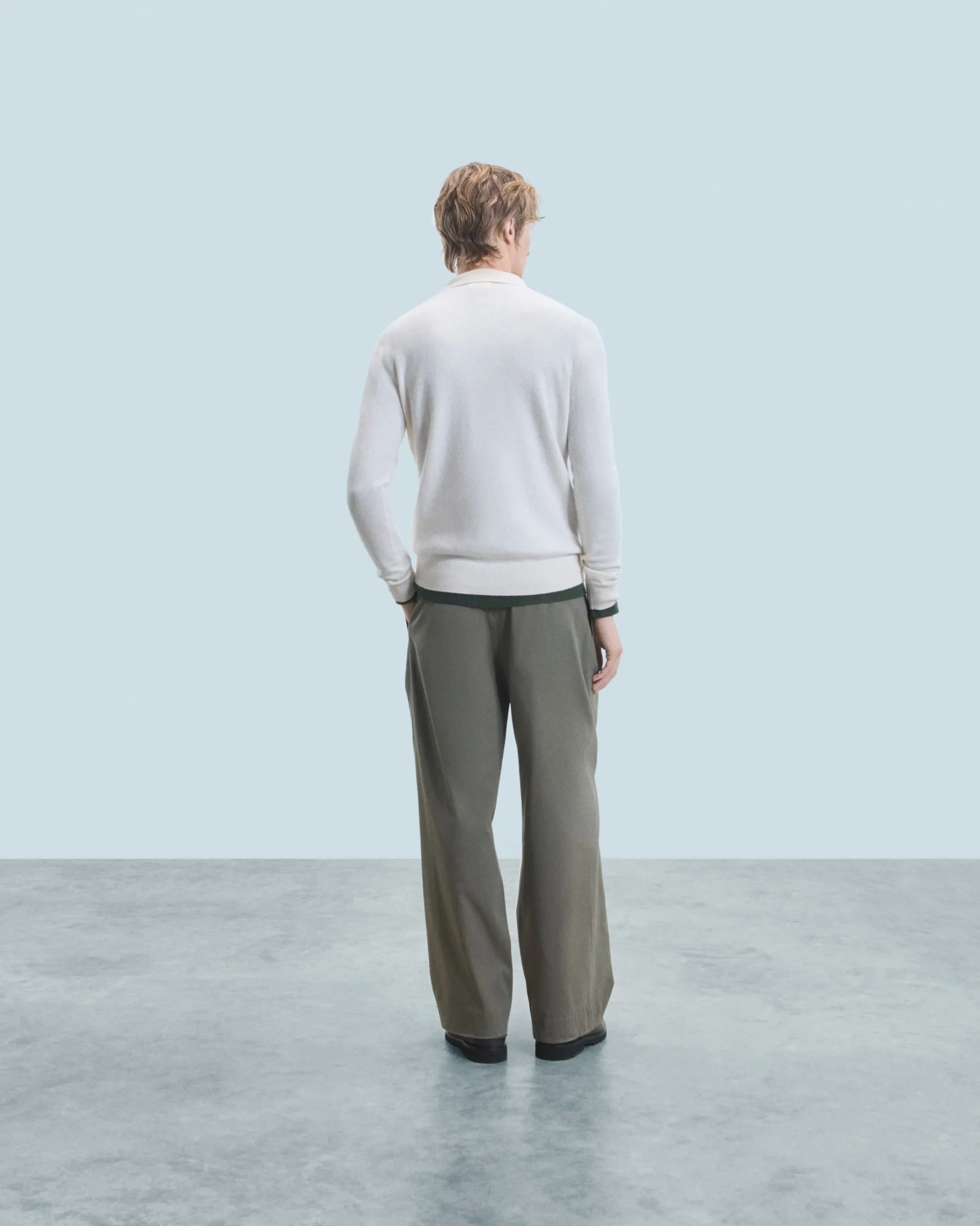 FROM FUTURE Pull Col Polo Basique Ecru Online