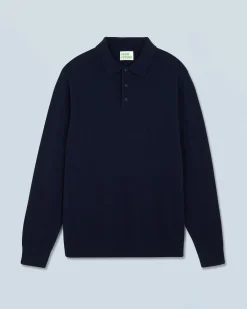FROM FUTURE Pull Col Polo Basique Navy Best