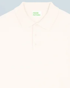FROM FUTURE Pull Col Polo Basique Ecru Online