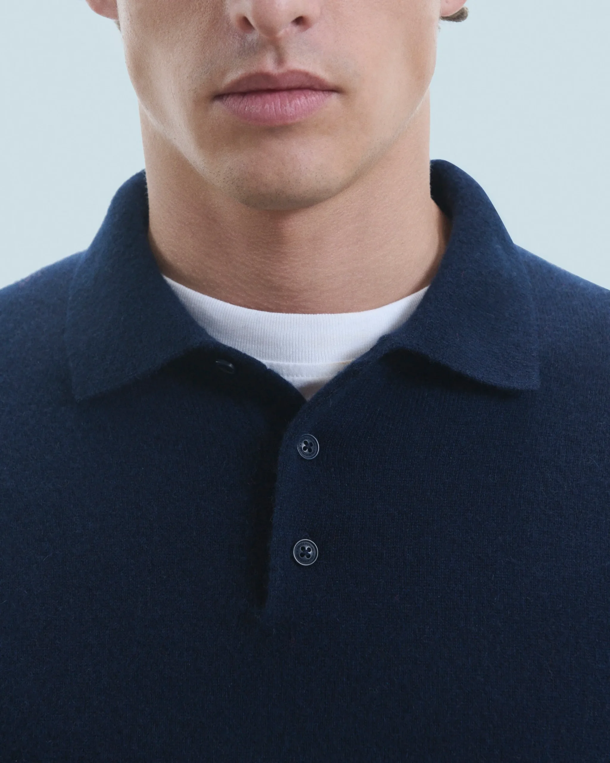 FROM FUTURE Pull Col Polo Basique Ecru Online