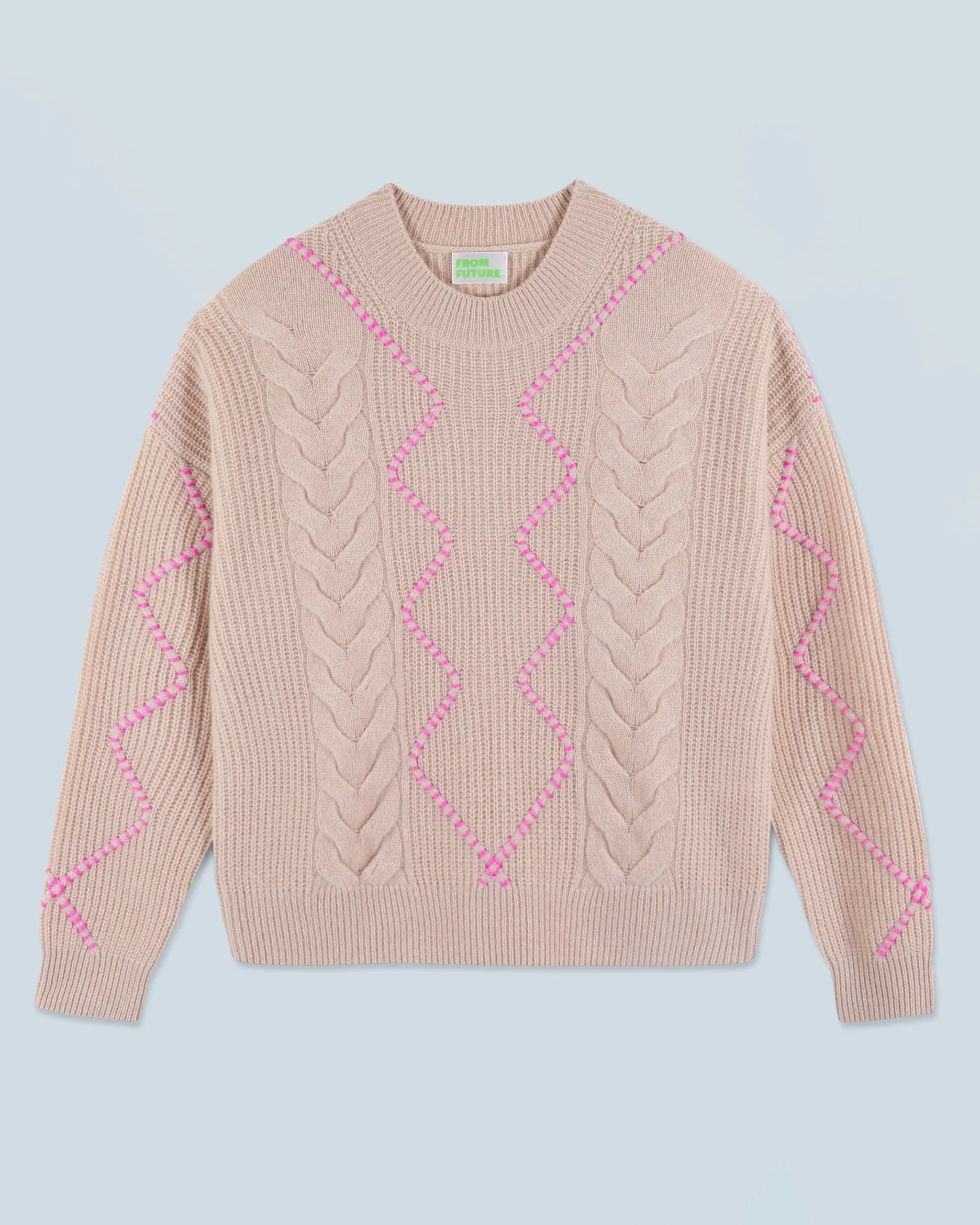 FROM FUTURE Pull Col Rond Beige Discount